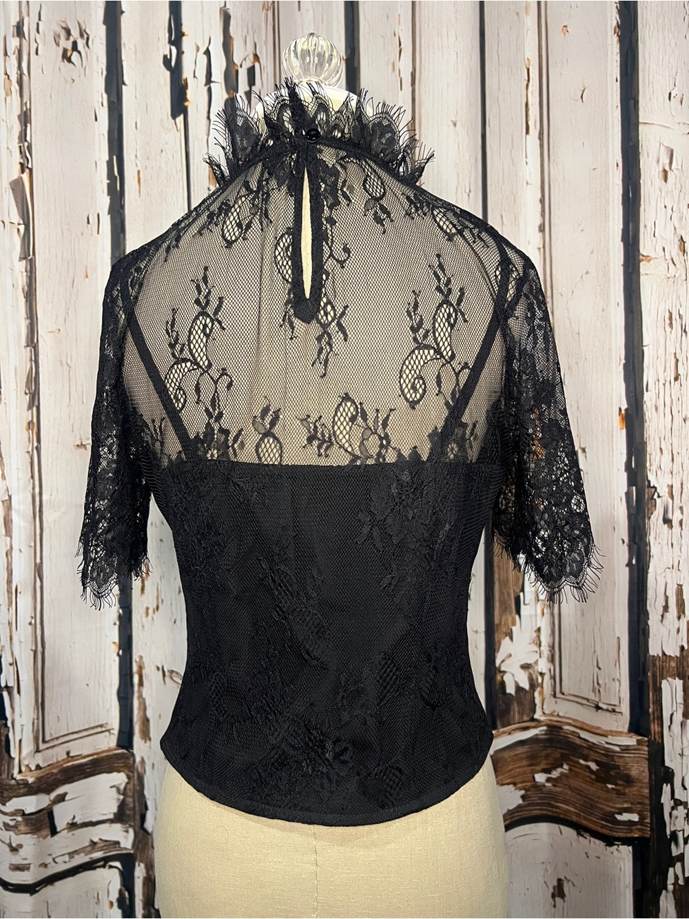 GOTHIC Black LACE High-Neck Women’s Top - Picture 6 of 9